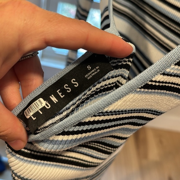 Lioness Mon Cheri Blue White Stripe Mini Dress, Small - Picture 3 of 5